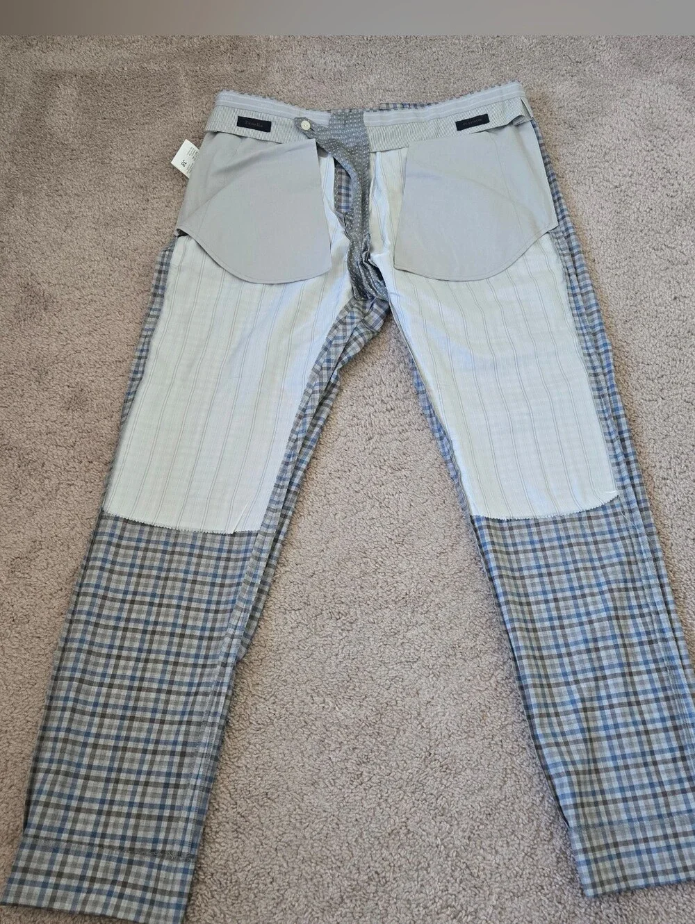 Zanella Platinum Plaid Parker 100% Wool Dress Pants Mens Size 38 Made‎ in Italy